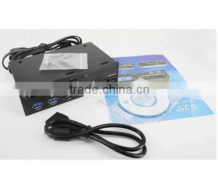 Black 5.25" Media Dashboard Front Panel PCI-E to USB 3.0 eSATA SATA card reader