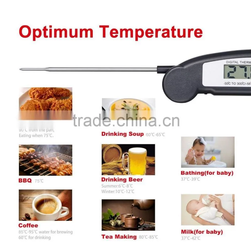 Long Probe LCD Screen Digital Stainless Baby Milk BBQ Meat Cooking Thermometer with Instant Read