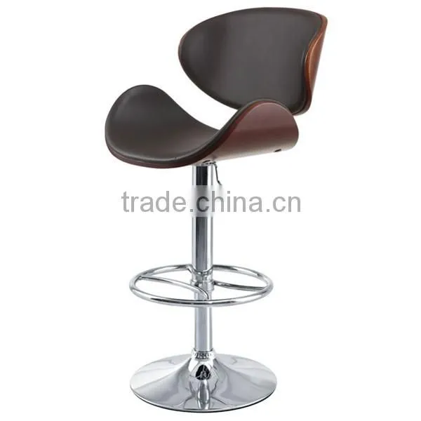 #2014H# Modern New Bent Plywood PU Leather Swivel High Bar Stools for Kitchen Use