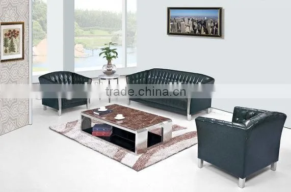 best selling european style office sofa 1+1+3 dark green color with stainless base G-319