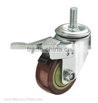 Hardware Purplish Red Rubber Swivel Brake Caster Wheel