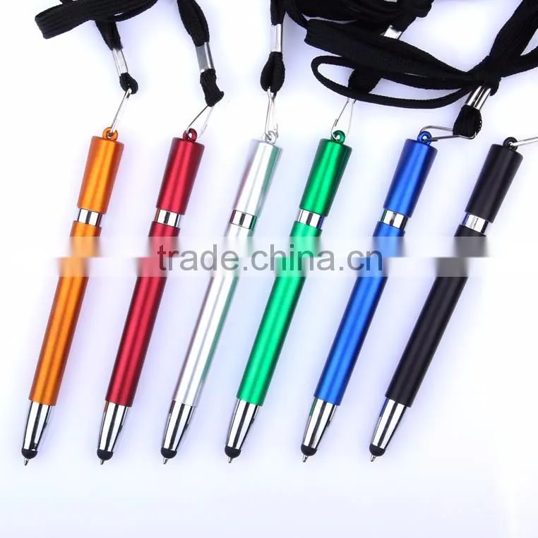 plastic stylus pen with neck rope hang neck pen with screen touch