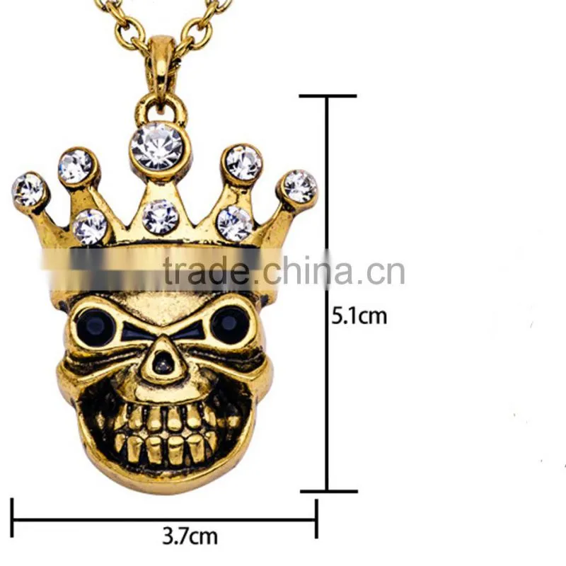 Hiphop imitation jewelry hot sale halloween necklace punk skull pendant statment necklace sweater chain