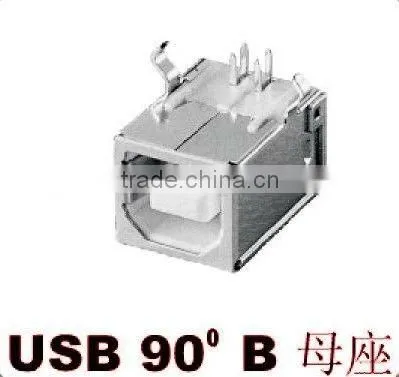 usb B type female socket,dip,90 degree,4 pin
