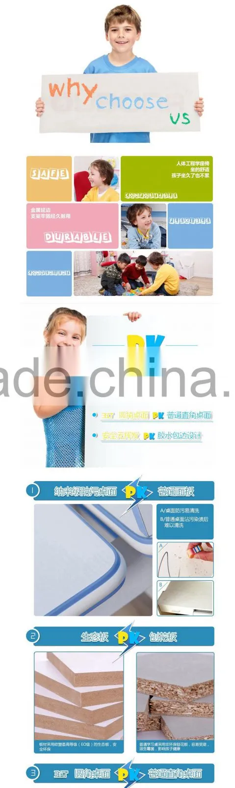 Height adjustable desk for Children Ergonomic Study Desk