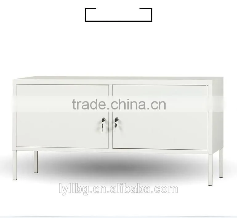 Home Furniture Steel Double Door Living Room TV Cabinet in White