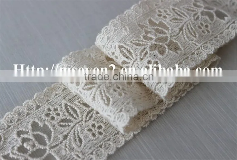 lastest product flower natural tulle cotton lace in 5.5cm for wholesale