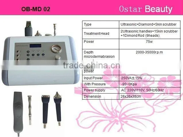 High quality ultrasonic diamond tipped dermabrasion skin peeling machine OB-MD 02
