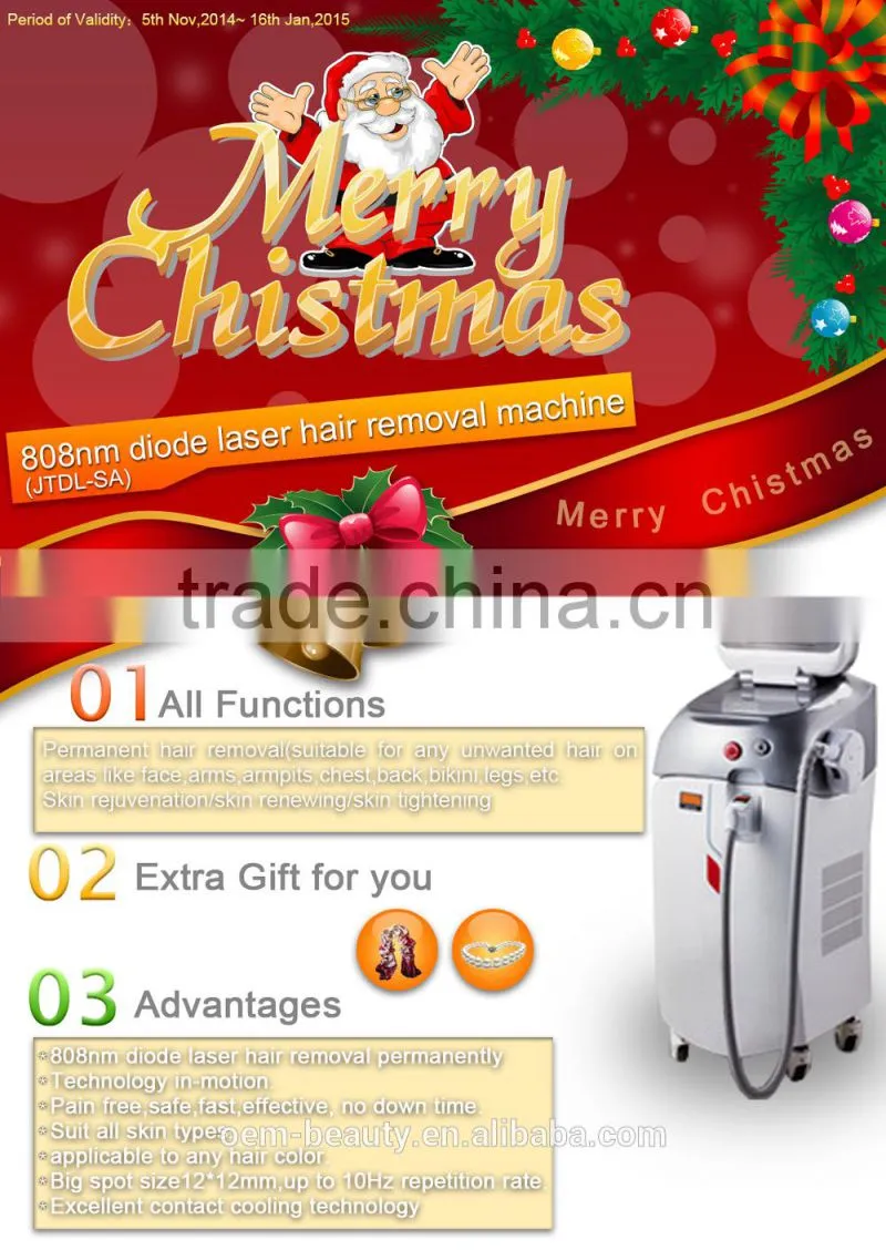 2015 Vertical & best 808 Diode Laser hair removal beauty machine for body Odor removal- JTDL-SA