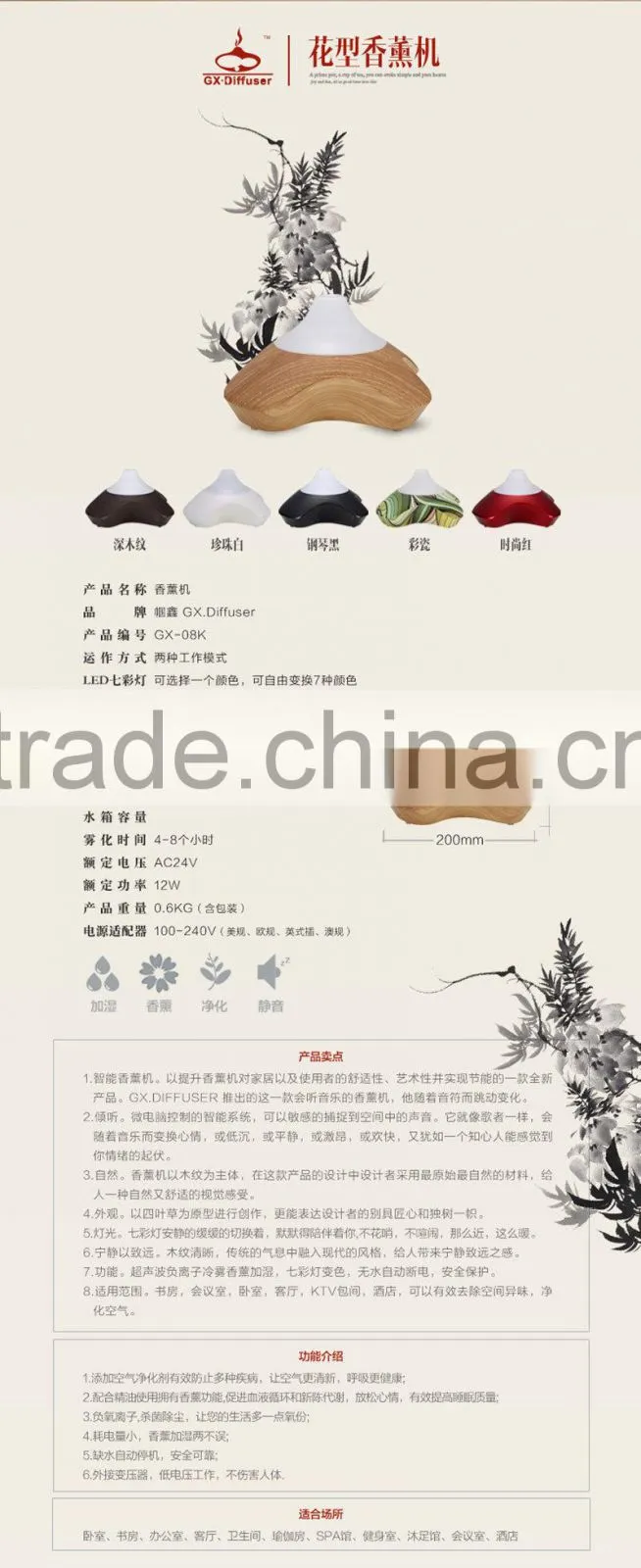 GX Diffuser can listen music,dancing light scented oil diffuser electric,oil diffuser for home