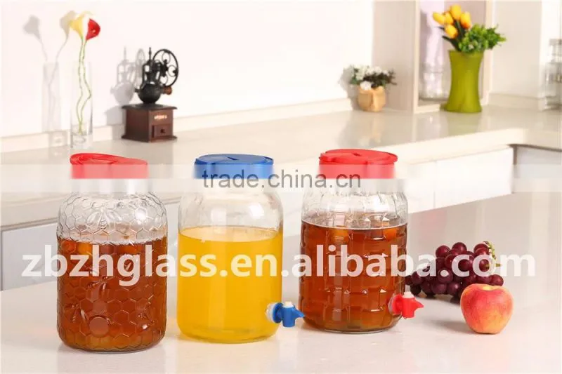Clear Round Glass Beverage Dispenser 6L Glass bottle with tap