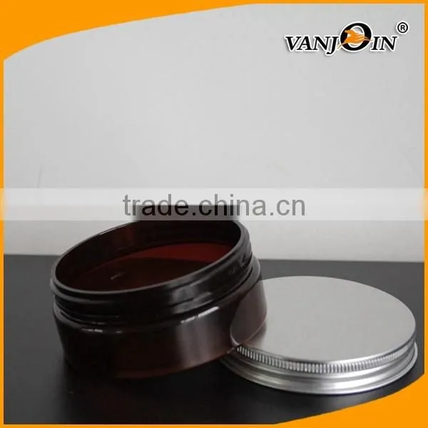 5 oz Amber Wide Mouth PET Plastic Jars with Metal Cap
