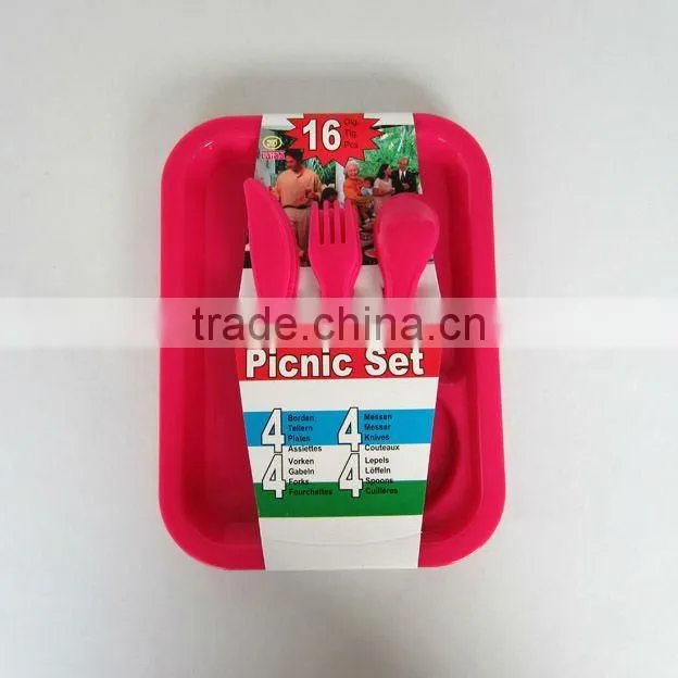 Plastic oval plate tableware picnic set 16 pcs
