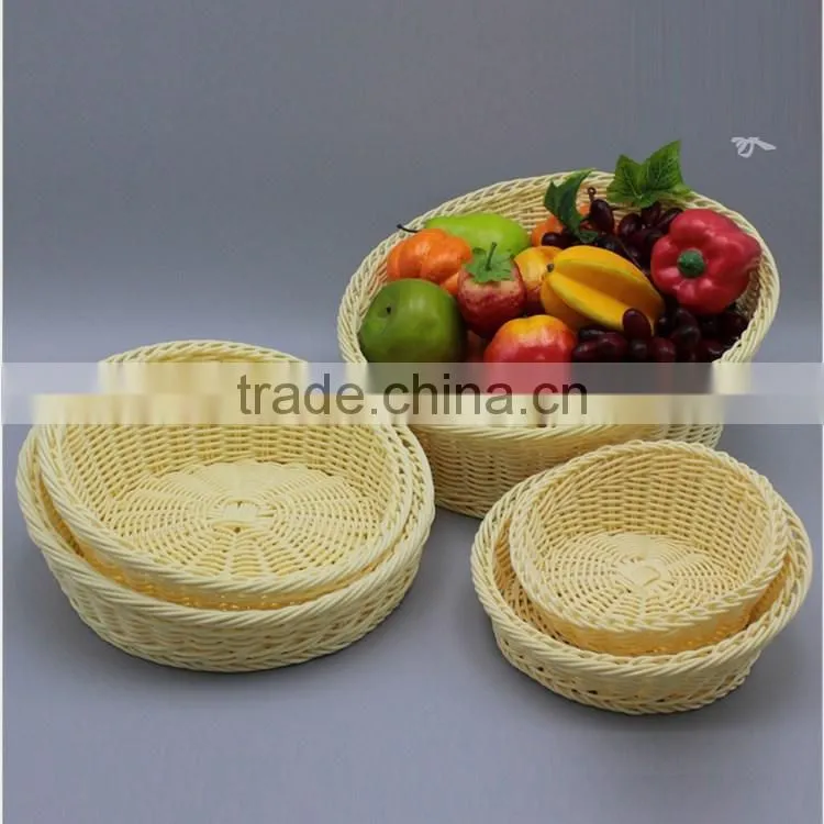 Cusotm size oblique mouth design 100% hand woven fruit vegetable plastic wicker basket