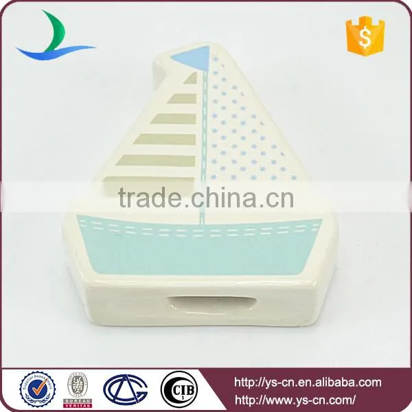 two thread hole ceramic sailboat hanging