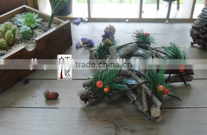 Vintage Chic Wooden Wicker Candle Holder Light Holder Christmas