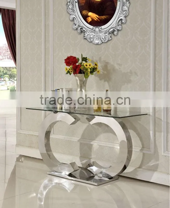 F286 tempered glass modern console table