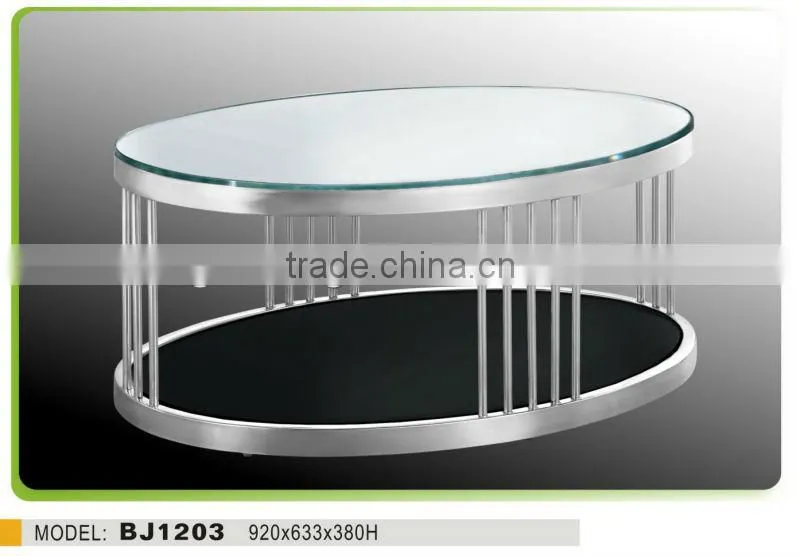 stainless steel glass table for living room BJ1203 round coffee table
