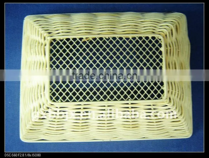 Rectangle rattan woven iron frame storage kitchen plate