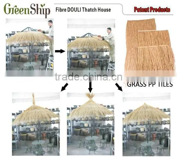 Outdoor Synthetic Thatch Roof Tiles from GreenShip/man-made grass tile/weather resistant/ eco-friendly/patented products