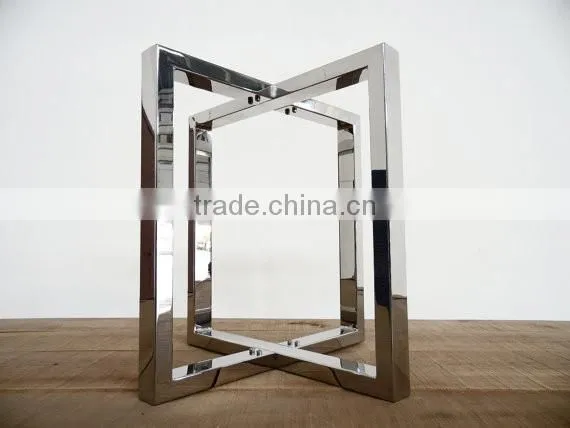 Stainless steel solid wood dining table metal leg wholesale factory