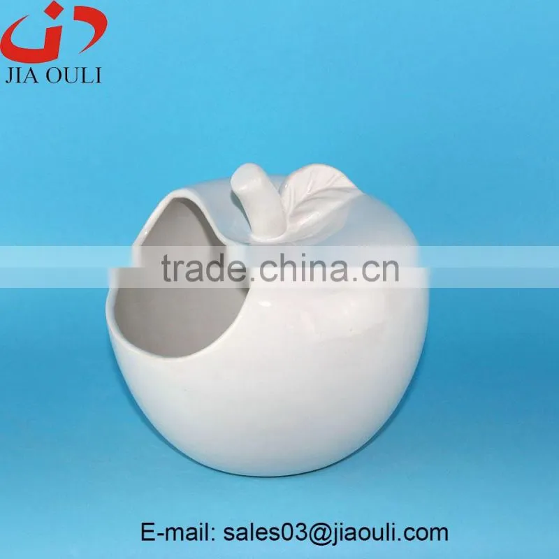 BSCI Audit Factory decorative Ceramic Apple, Ceramic white Apple Decorative Fruit