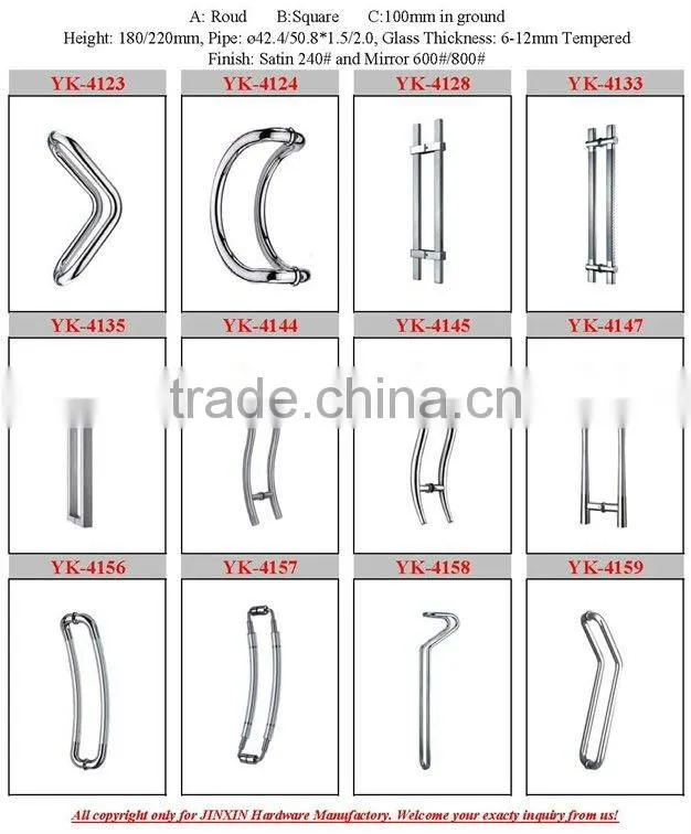 JINXIN stainelss steel hardware square pull handle glass door handle(YK-4189)