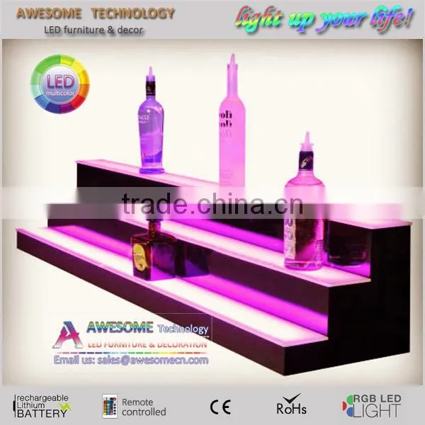 modern led stairs illuminated wedding liquor bottle display shelf