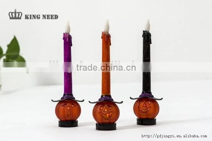 sales promotion acrylic Halloween decoration pumpkin shape led candle