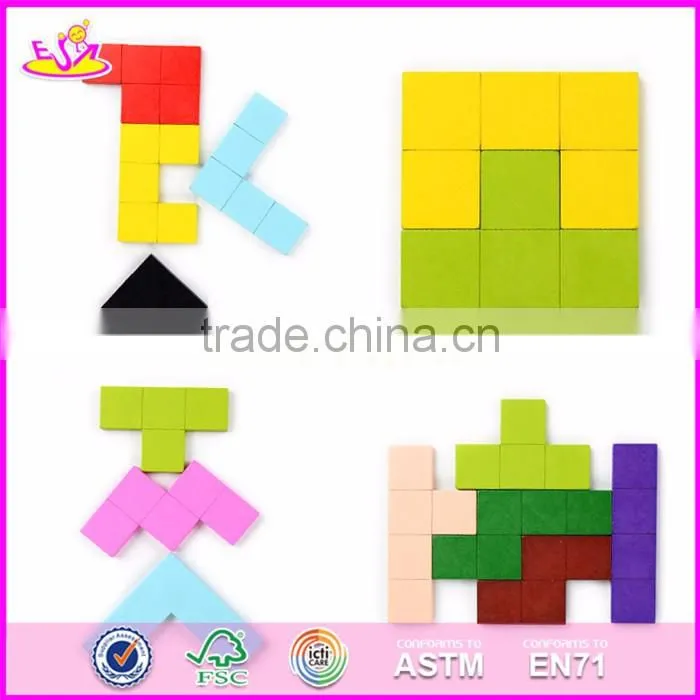 2017 Best design classic building toys wooden tetris game for kids education W14A169
