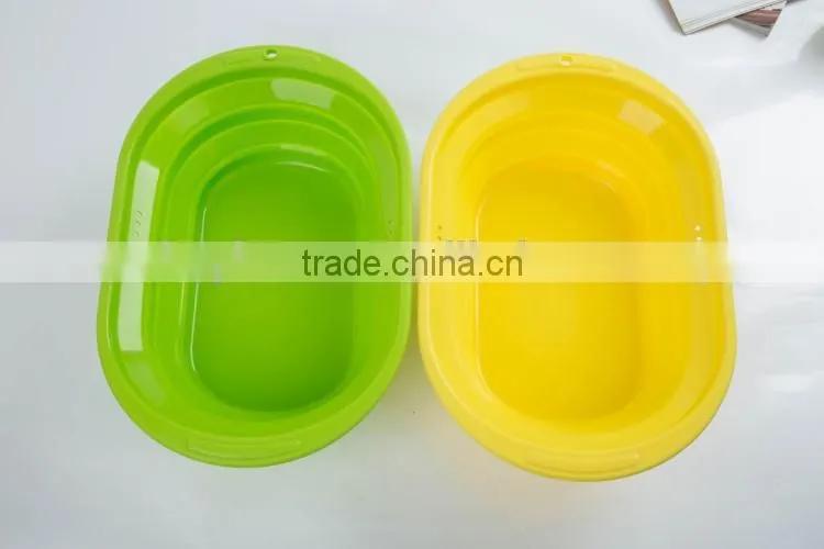 Silicone square shaped folding wash basin,fruit bowl
