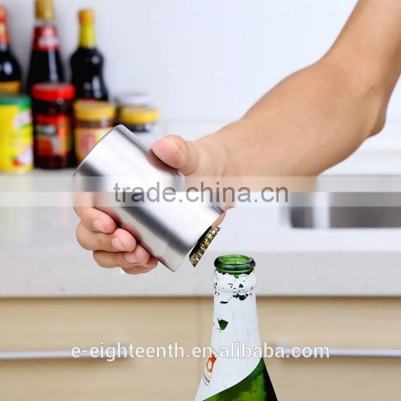 2017 round Stainless Steel Beer Wine Opener Automatic Bottle Openers Beer Soda Cap Wine Bottle Opener