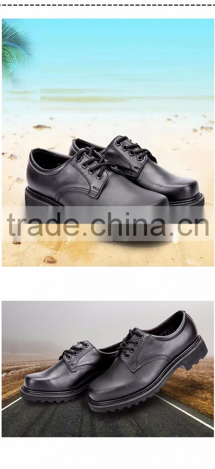 Black genuine cow leather goodyear welted men safety shoes