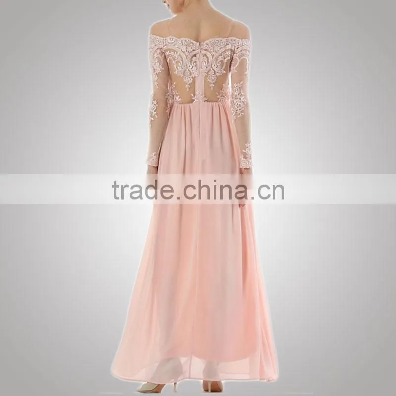 Latest Design Fashionable Preppy Style Evening Dress Long Sleeve Women For Youth