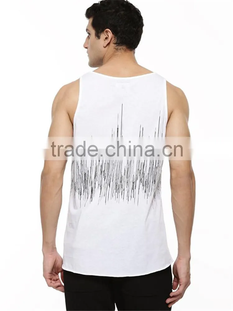 Fashion pulse print vest wholesale sleeveless hoodie stringer vest