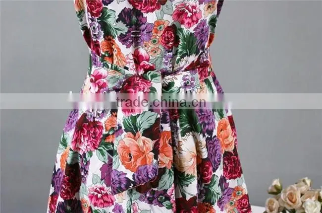 2017 fall boutique mommy and me clothing sleeveless floral printing mother daughter matching dress