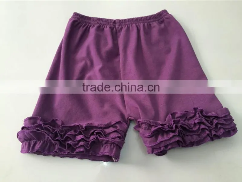 2016 floral rose cotton knitted triple ruffle shorts boutique girls summer clothing wholesale kids shorts