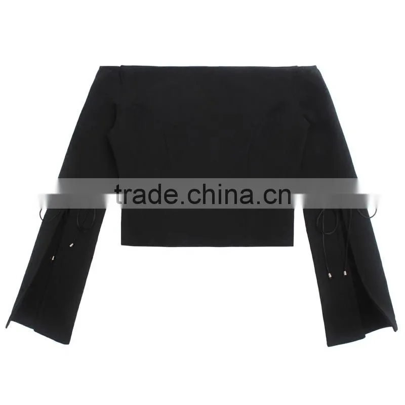 trumpet sleeve round neck casual fashion lady blouse for wholesale