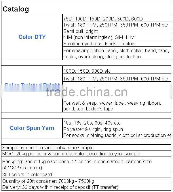 Yarn Dyed Polyester Dty