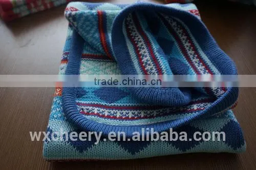 super soft bamboo /cotton Knitted baby wool throw blanket