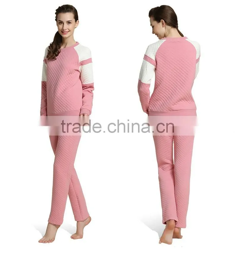 Logo printed Qianxiu cotton and modal wholesale ladies winter sleepwear