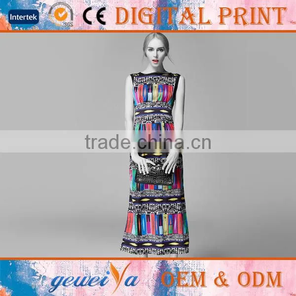 Design Custom Digital Printed Lady Long Dress