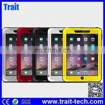 100% Brand Waterproof Shockproof Powerful Metal Aluminium Gorilla Glass Hybrid Case for iPad Air 2,waterproof gorilla glass alum