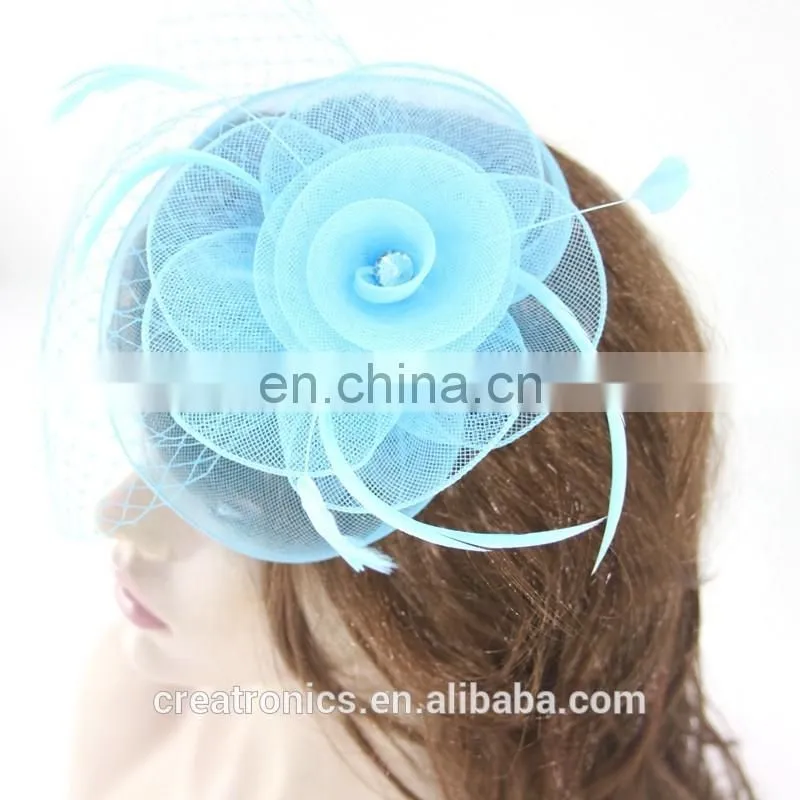 Classic Fashion Head Piece Bridal Hair Clip Women Mini Top Hat Feather Fascinator Wholesale