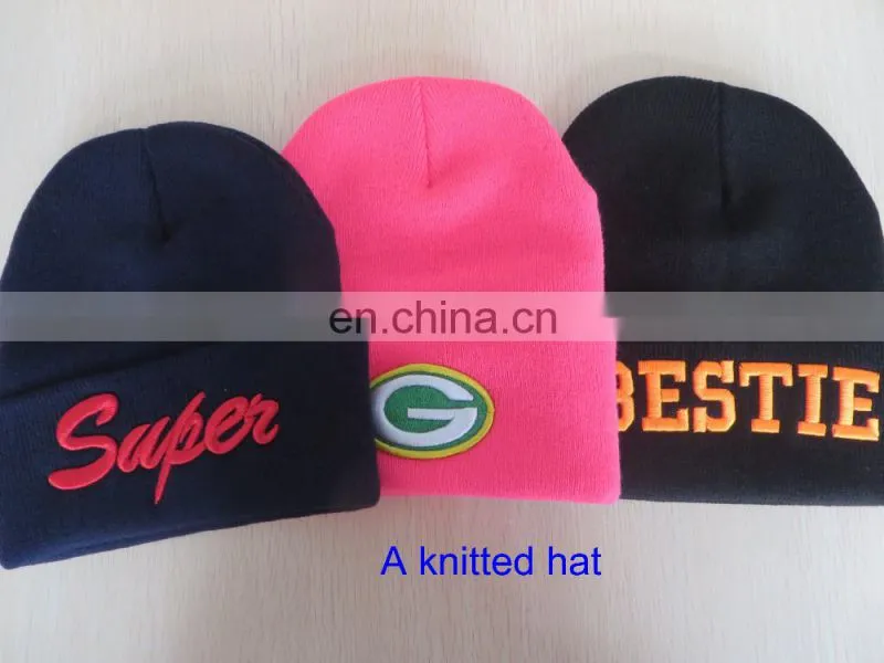 Custom pink girls beanie hats with embroidered logo for promotion