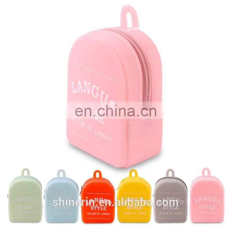 Fancy Hot Sale Backpack Shape Girls Wallet Latest Design Ladies Pouch Animal Printed Coin Case Silicone Coin Purse