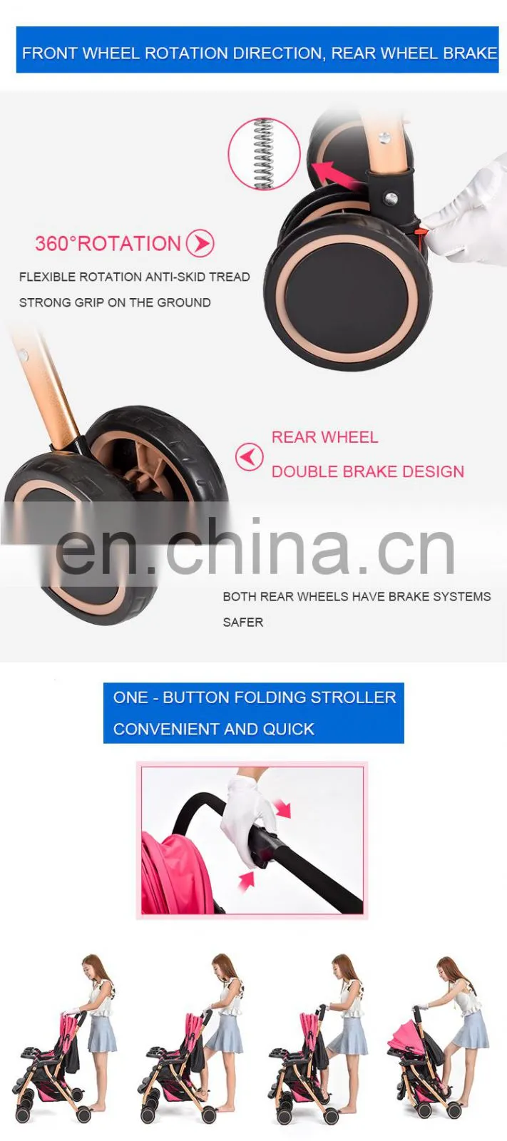 China New Folding Lightweight Double Pushchairs for Sale Cheap Jogging Double Stroller for Newborn Twins