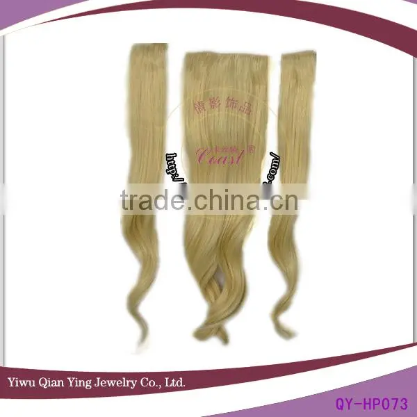 one set three piece blond curly hair extensions