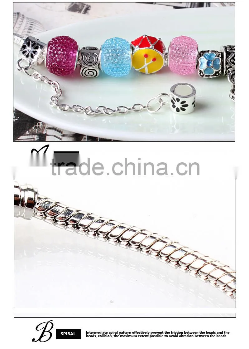 TG19 Bead bracelet wholesale bracelet china love charm 2015 popular silver handmade glass bead bracelet
