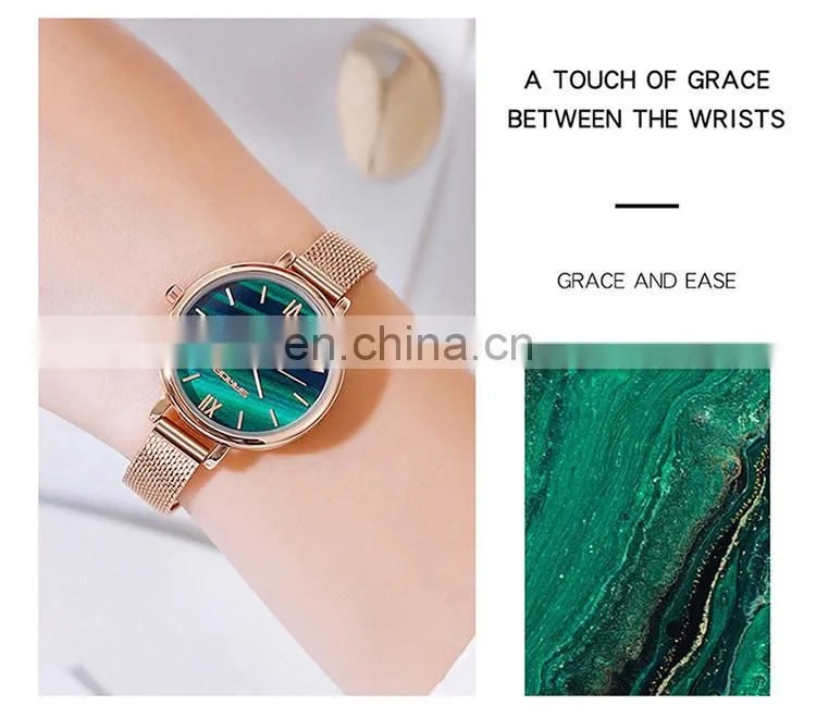 Sanda P1055 Vintage Women Quartz Wristwatch Set Stainless Steel Mesh Analog Simple Design Western Watches Ladies
